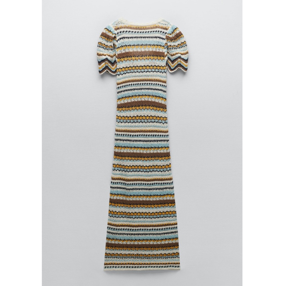 Zara LONG STRIPED KNIT DRESS - Picture 7 of 10